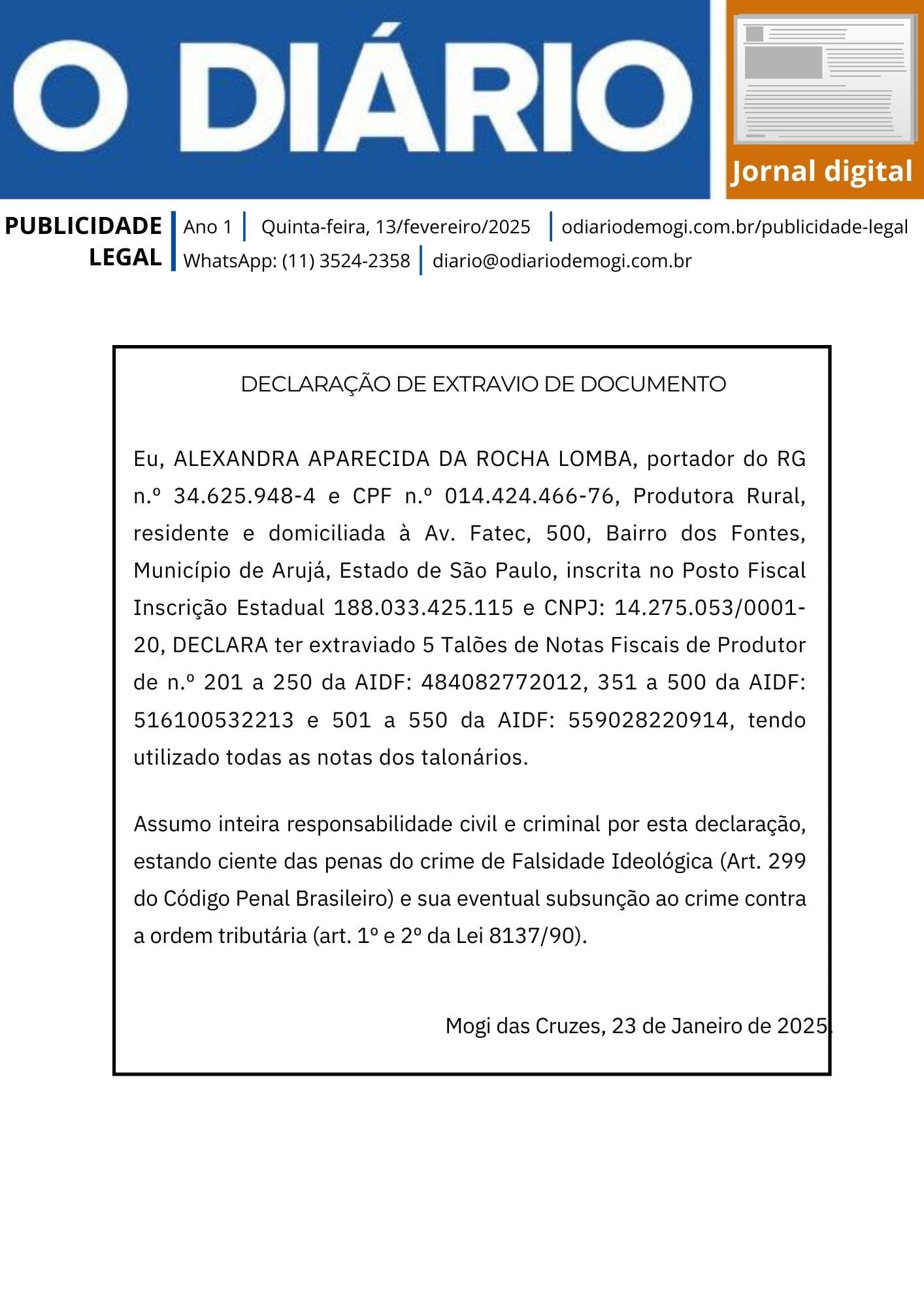 13 de fevereiro de 2025