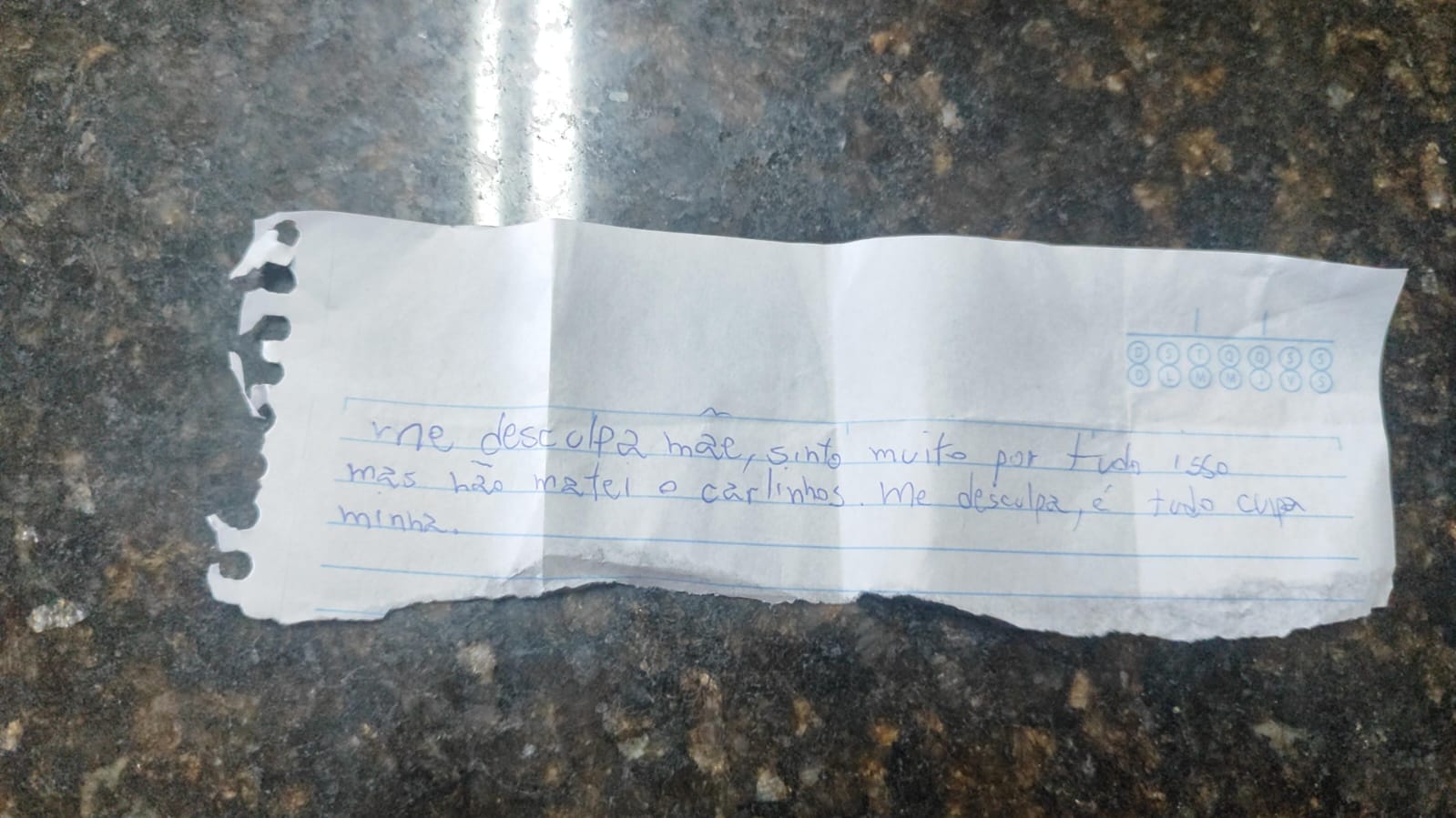 'Me desculpa, mãe, é tudo culpa minha': diz bilhete de sobrinho acusado de matar tio
