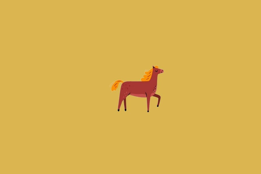 Ilustração de um cavalo em um fundo bege