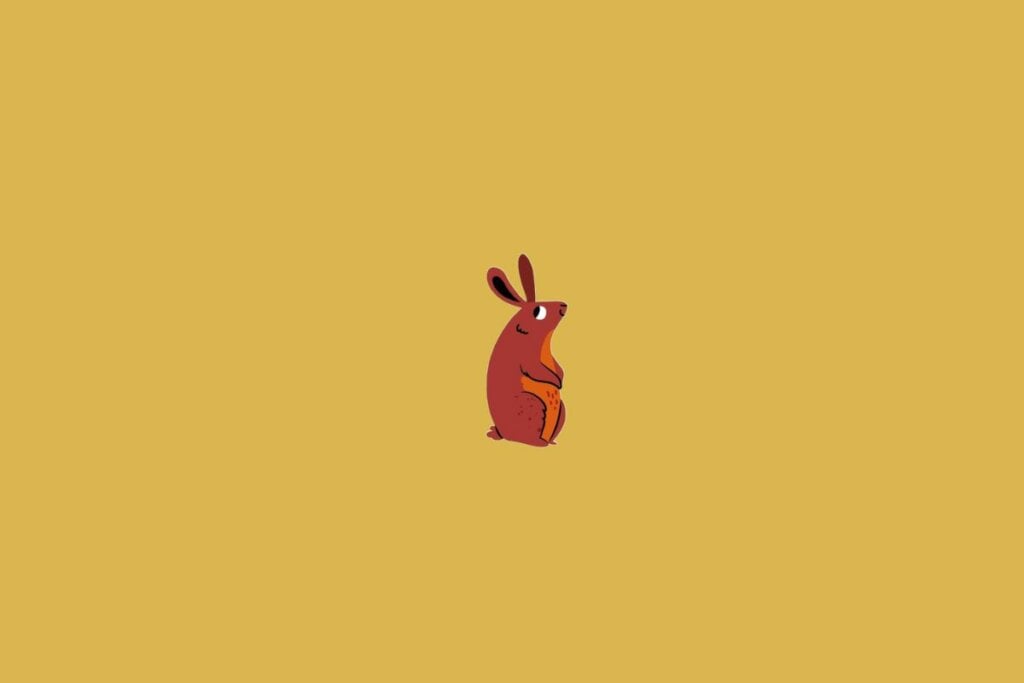 Ilustração de um coelho em um fundo bege