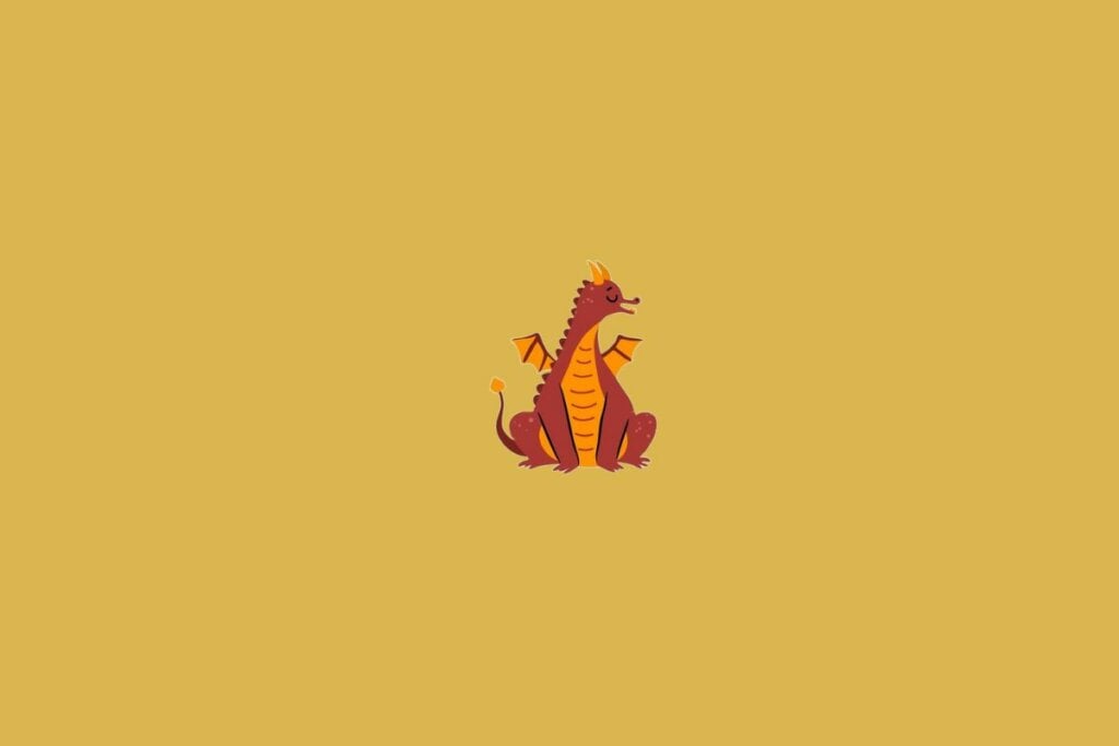 Ilustração de um dragão em um fundo bege