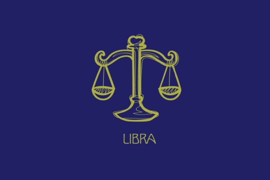 Ilustração amarela do símbolo e do nome de libra em fundo azul