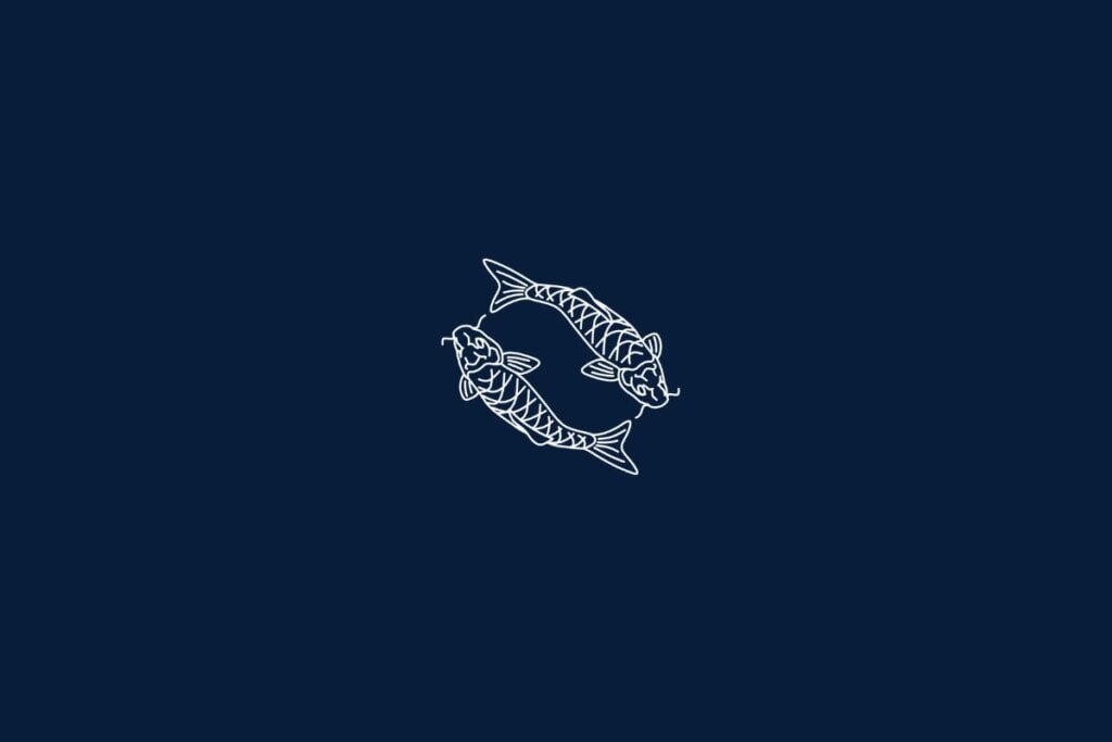 Ilustração de dois peixes em um fundo azul-escuro