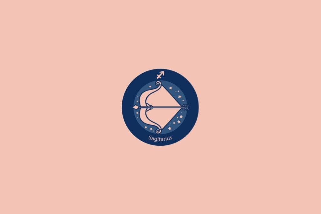 Ilustração do signo de Sagitário com um arco e flecha apontados para cima