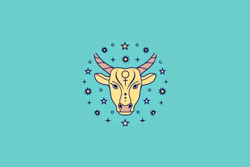 Ilustração do signo de Touro em um fundo azul