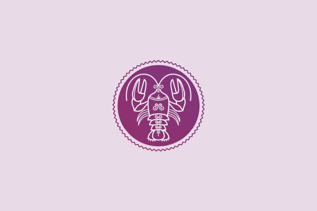 Ilustração do signo de câncer em um fundo roxo-claro