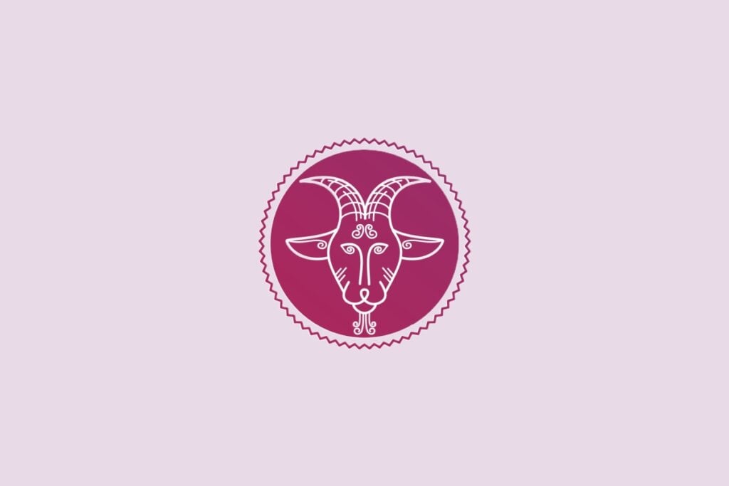 Ilustração do signo de capricórnio em um fundo roxo-claro