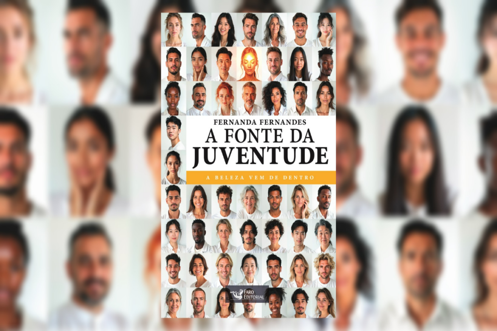Capa de livro com a imagem de várias pessoas e escrito o título e o nome do autor