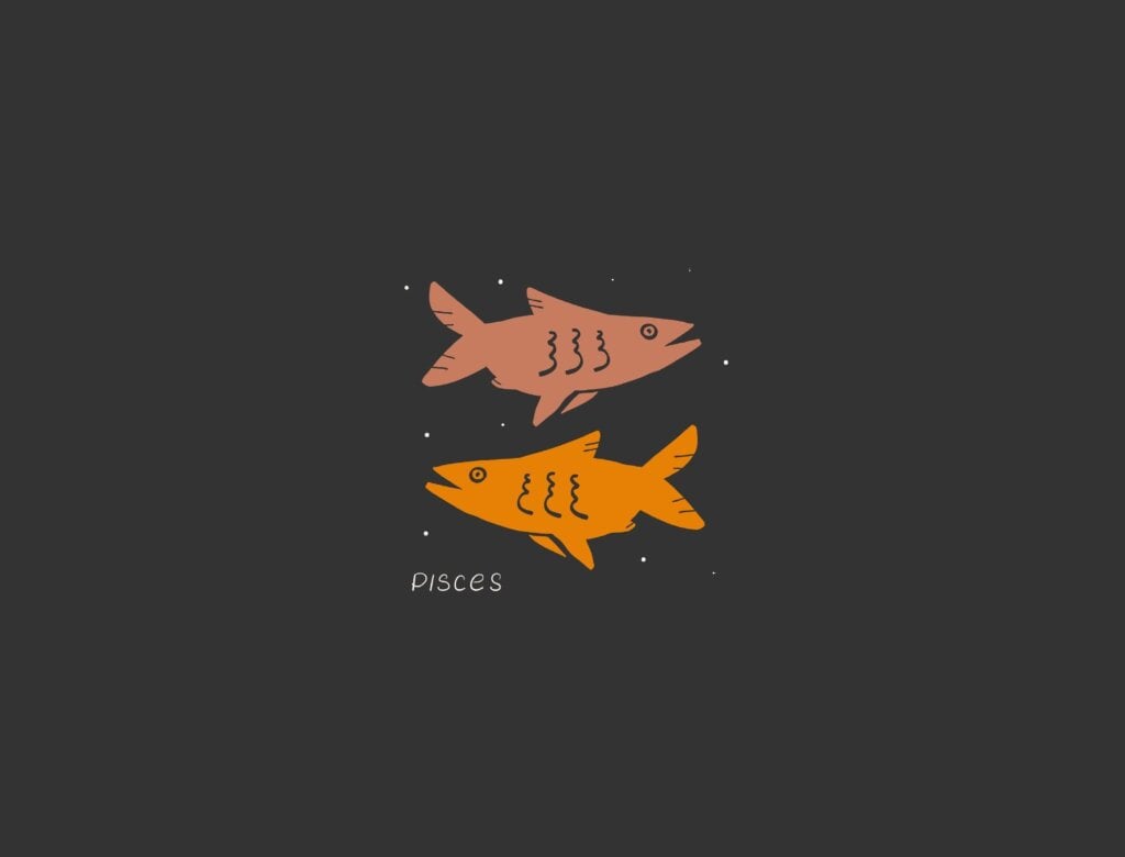 Ilustração do signo de peixes em um fundo preto