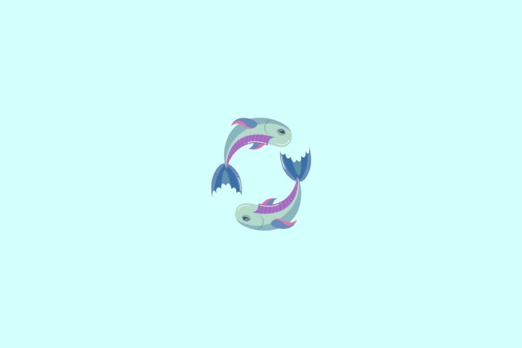 Ilustração do signo de peixes em um fundo verde-claro