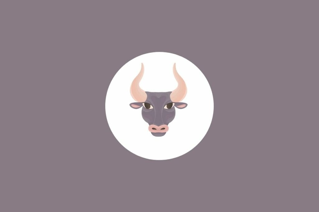 Ilustração de um touro em um círculo branco sobre um fundo marrom-claro