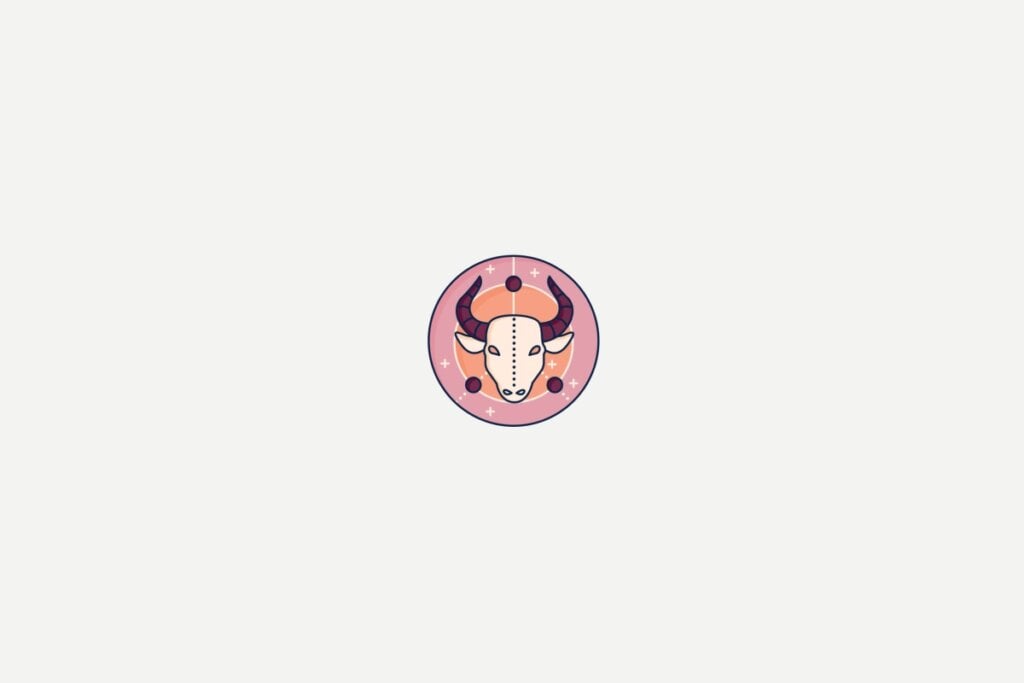 Ilustração do signo de Touro dentro de um círculo rosa