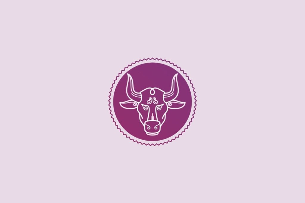 Ilustração do signo de touro em um fundo roxo-claro