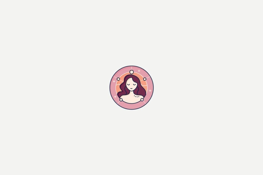 Ilustração do signo de Virgem dentro de um círculo rosa
