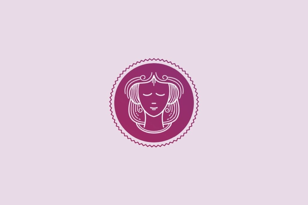 Ilustração do signo de virgem em um fundo roxo-claro