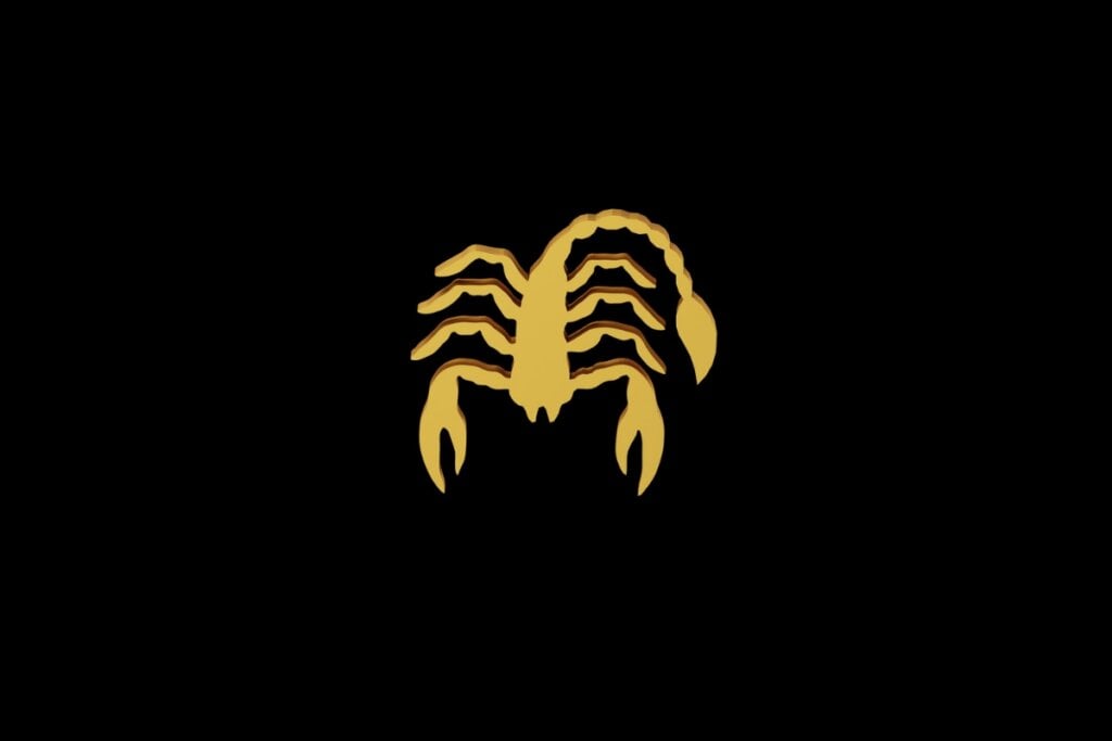 Ilustração do signo de Escorpião em um fundo preto