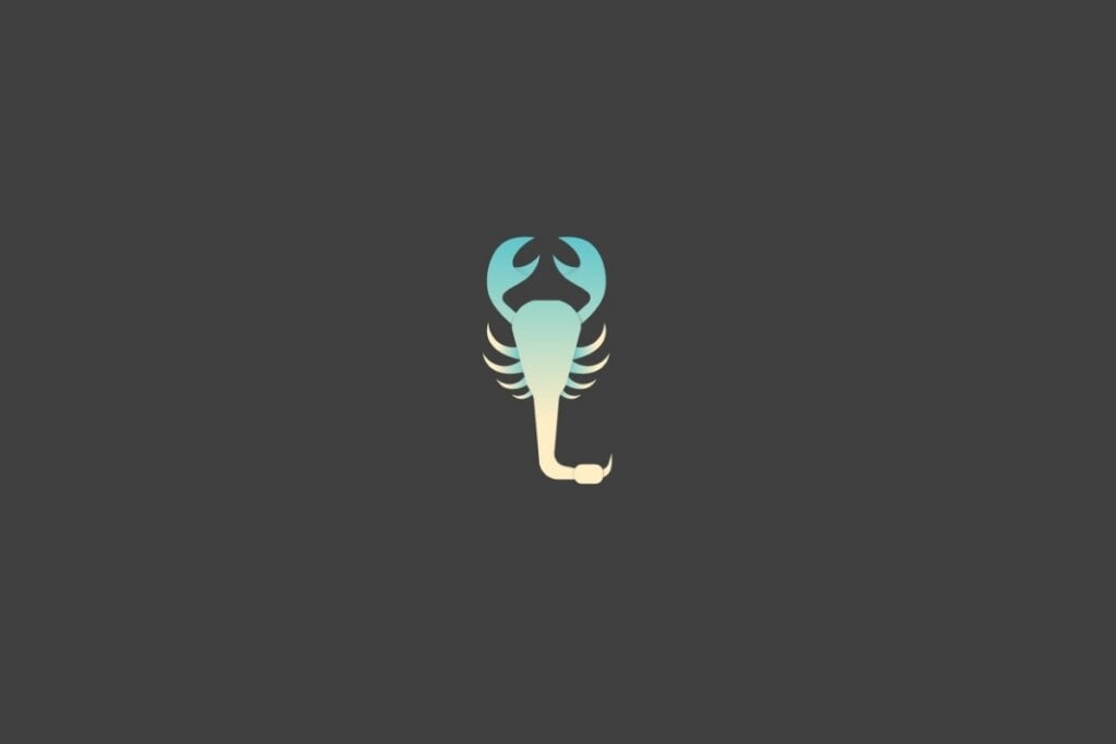 Ilustração do signo de escorpião em um fundo cinza