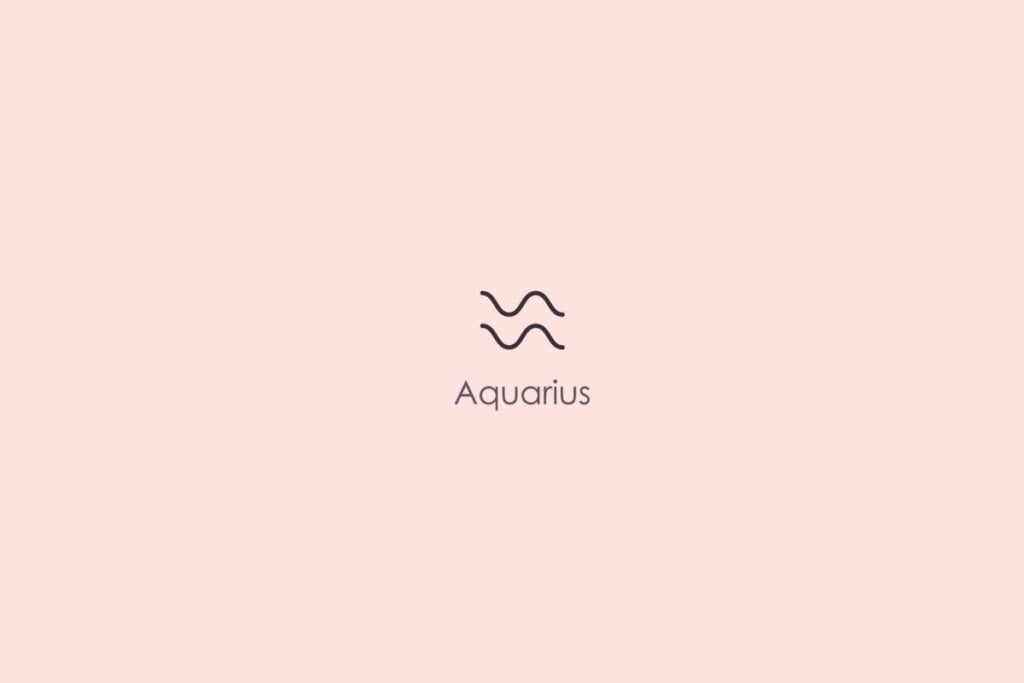 Ilustração do signo de aquário em um fundo vermelho-claro