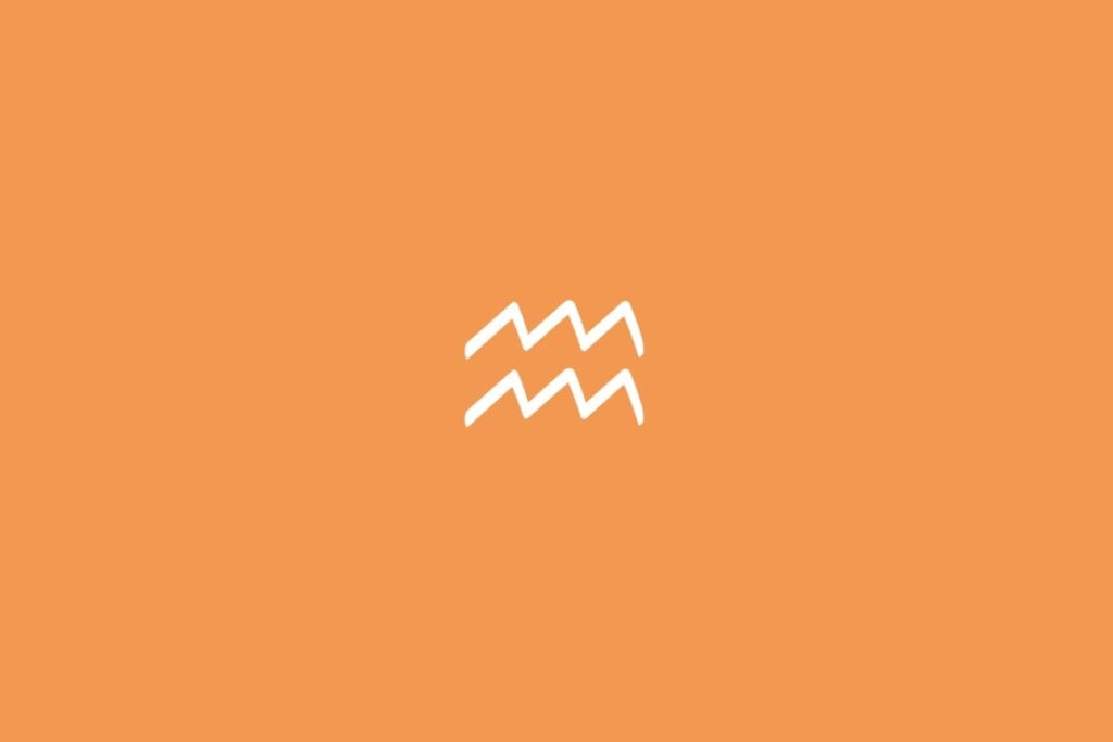Ilustração do signo de aquário em um fundo laranja