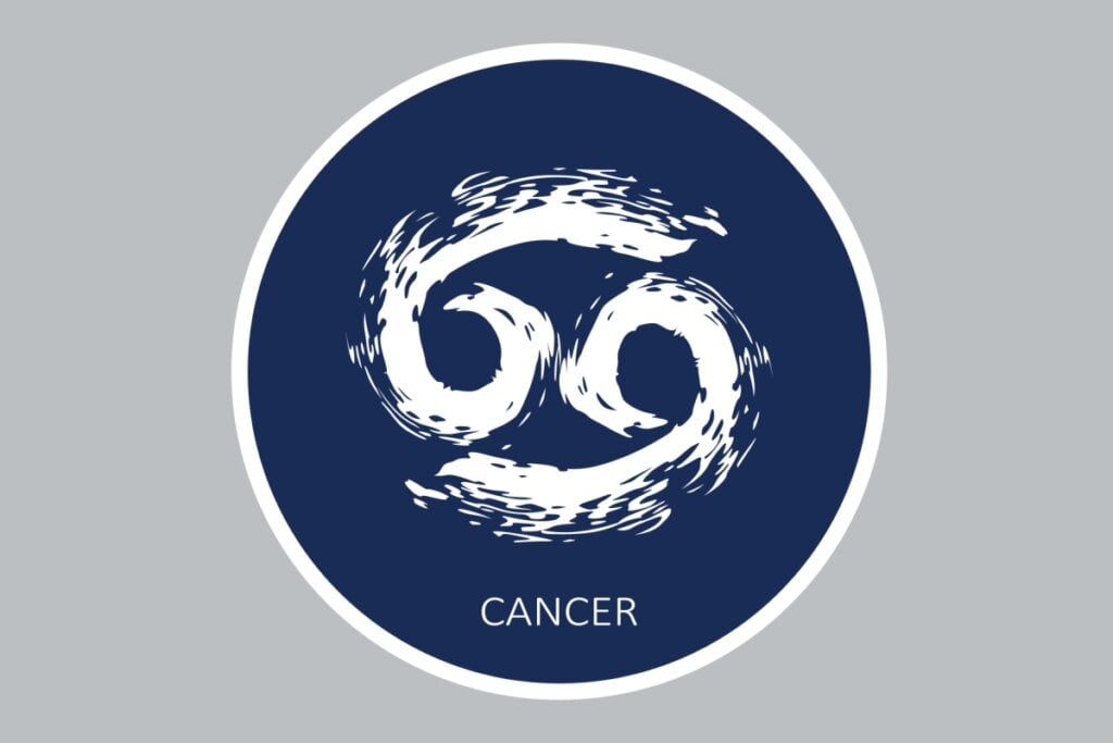 Ilustração do signo de Câncer em um fundo azul