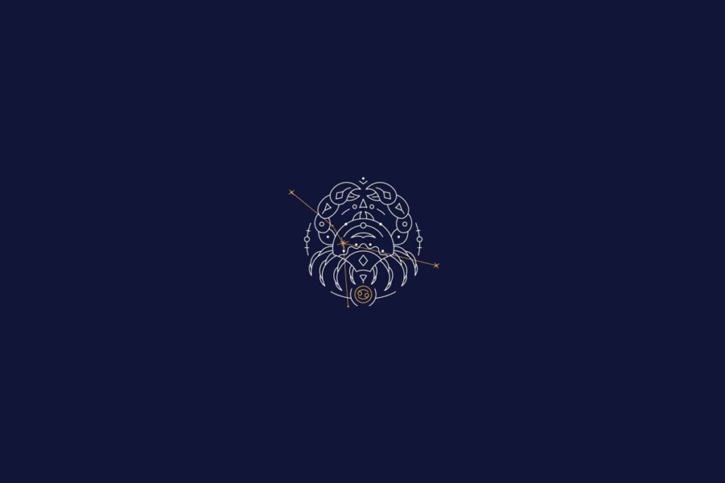 Ilustração do signo de câncer em um fundo azul-escuro