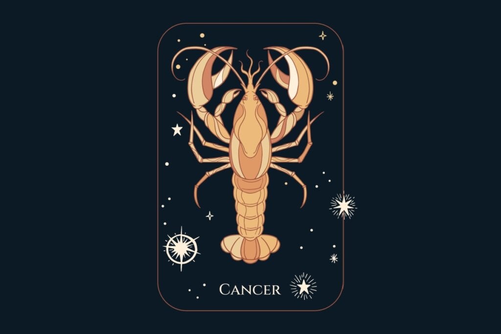 Ilustração do signo de Câncer em um fundo azul