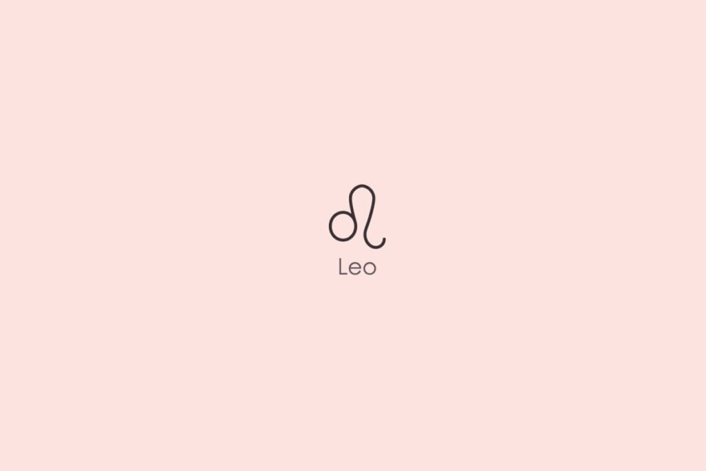 Ilustração do signo de leão em um fundo vermelho-claro