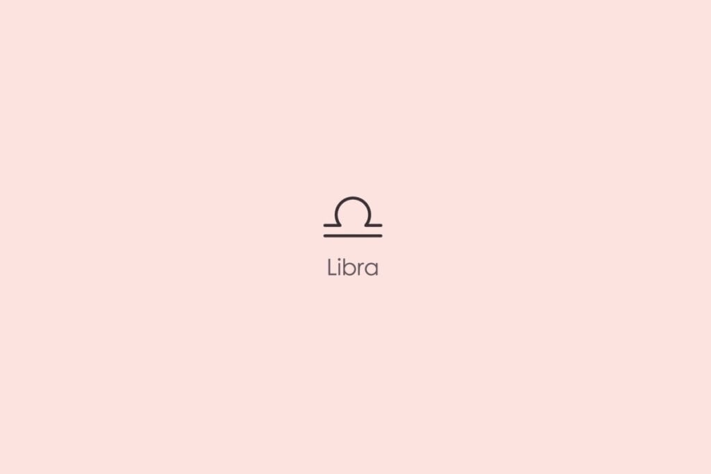 Ilustração do signo de libra em um fundo vermelho-claro