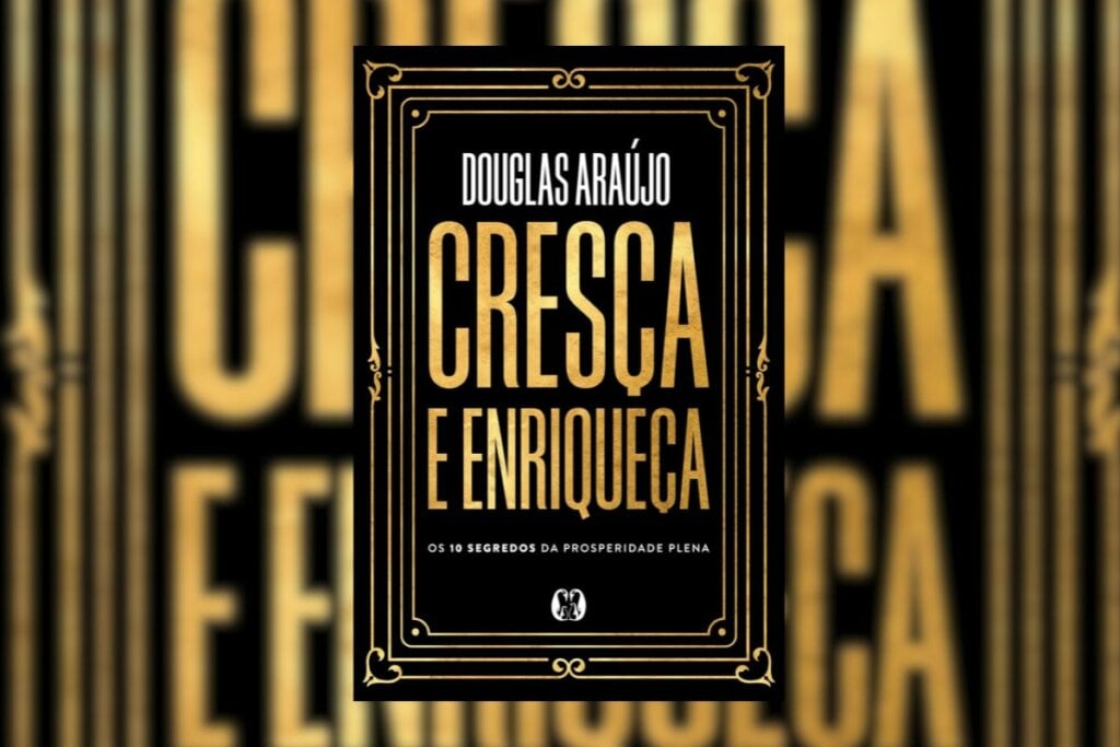 Capa de livro preta com nome do autor e título escrito em dourado