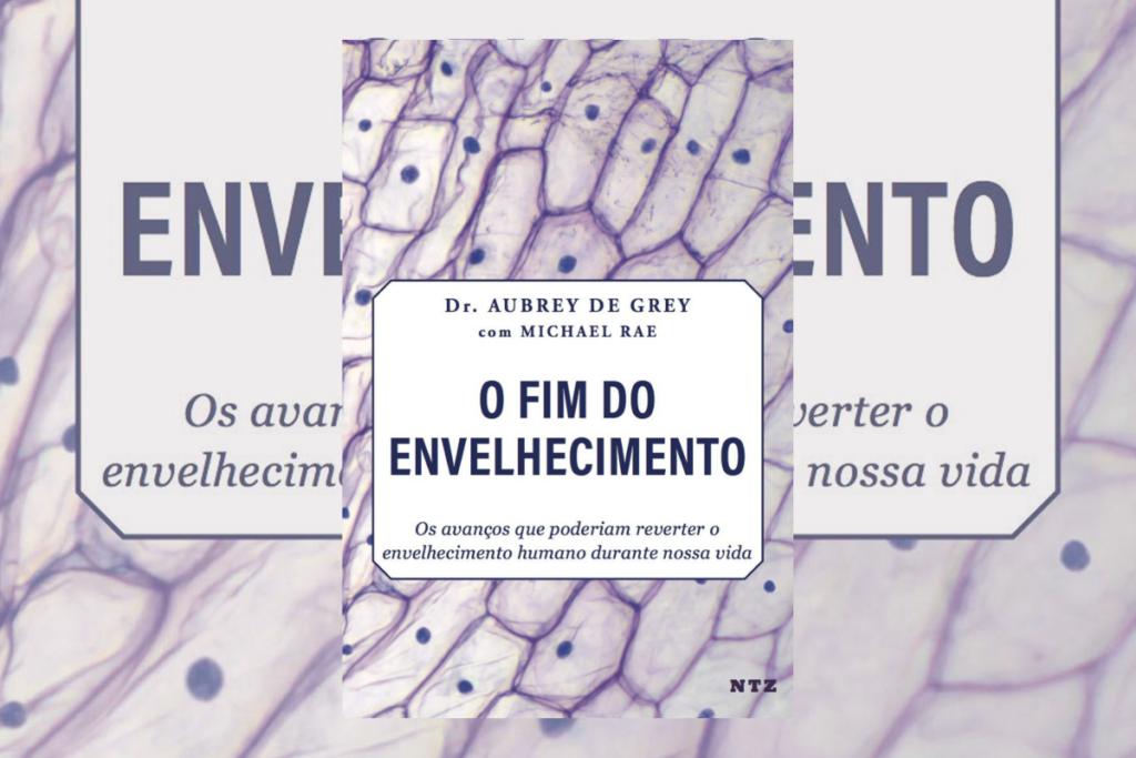 Capa de livro com título e nome do autor com uma ilustração com partes roxas e pontos azuis