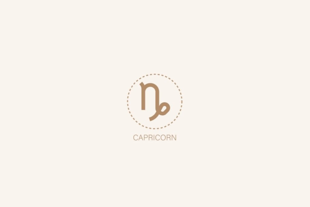 Ilustração do signo de capricórnio em um fundo bege