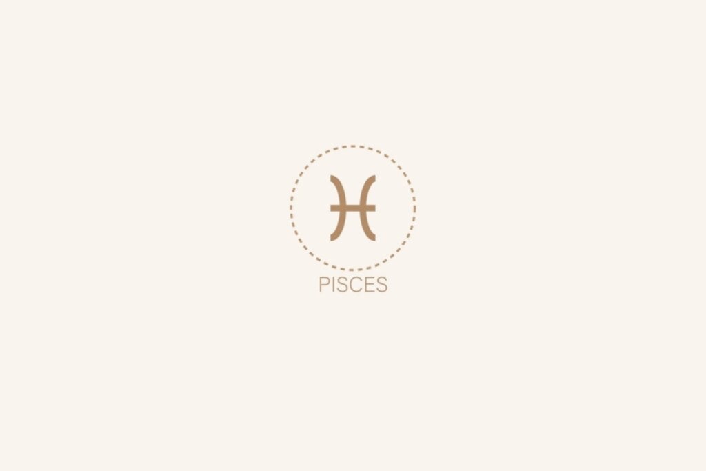 Ilustração do signo de peixes em um fundo bege