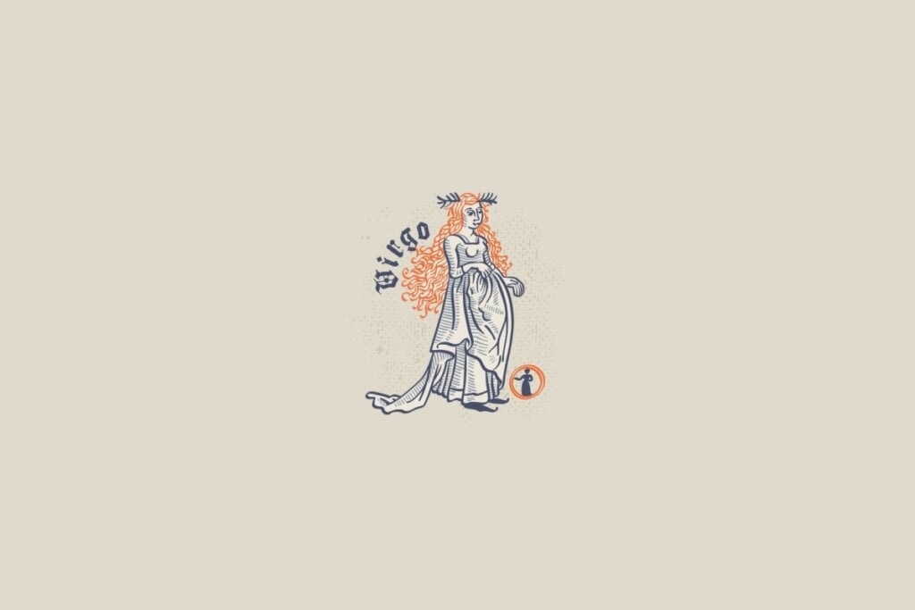 Ilustração do signo de virgem em um fundo bege