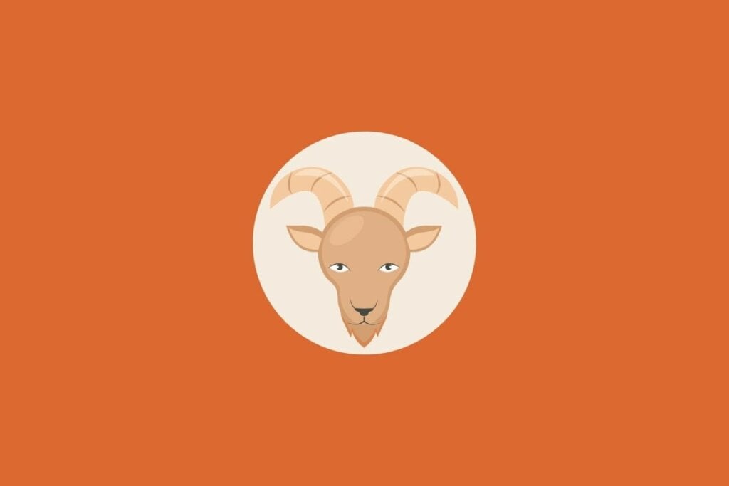 Ilustração de uma cabra em um fundo laranja