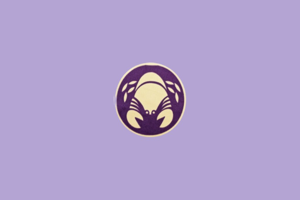 Ilustração minimalista do signo de Câncer, com um caranguejo