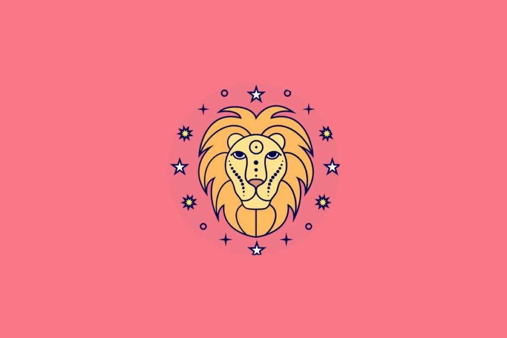 Ilustração do signo de leão em um fundo verde