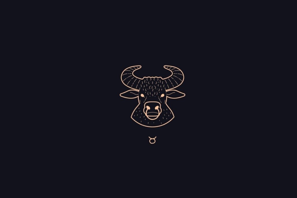 Ilustração do signo de Touro em um fundo preto 
