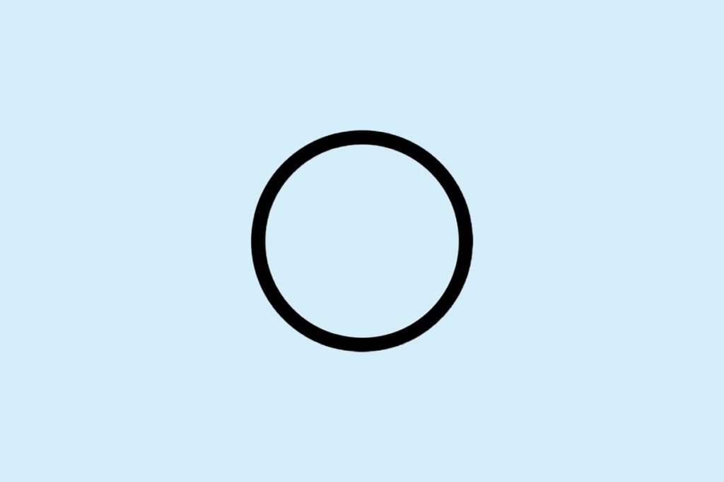 Símbolo de etiqueta de roupa com um círculo preto em fundo azul