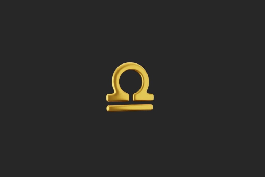 Ilustração do signo de Libra em um fundo preto