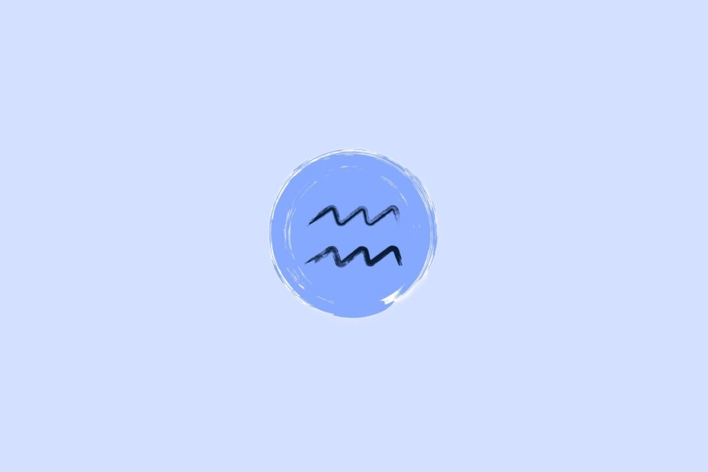 Ilustração do signo de aquário em um fundo azul-claro