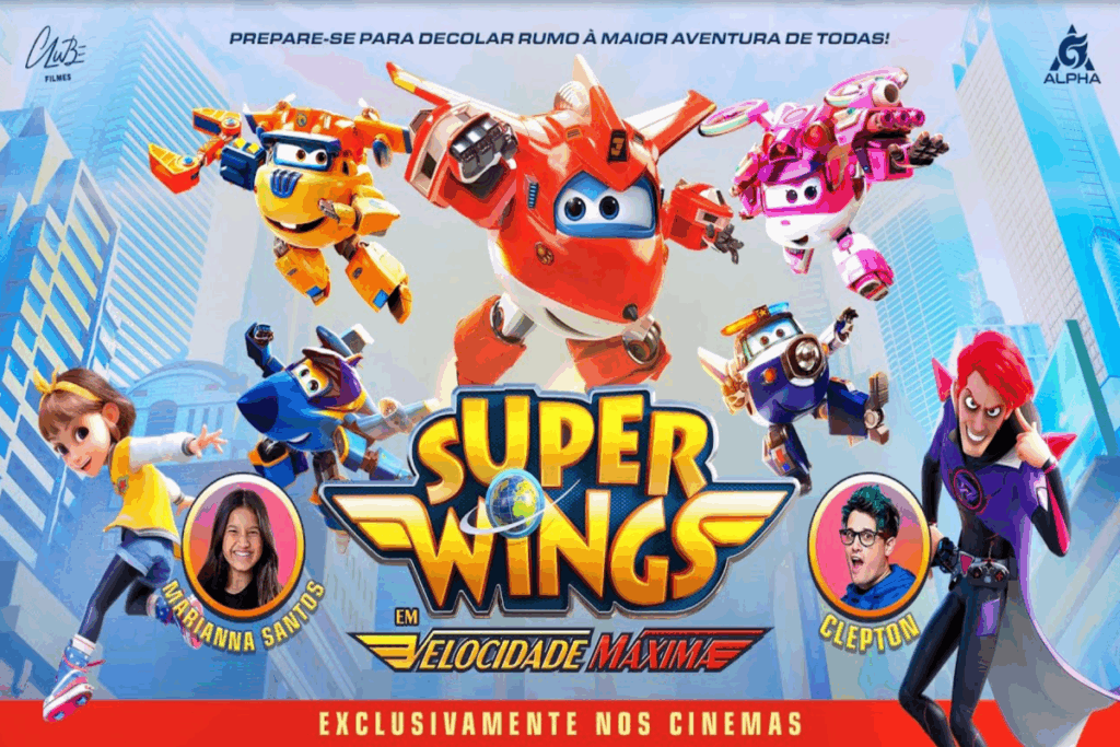 Aviões coloridos e personagens animados