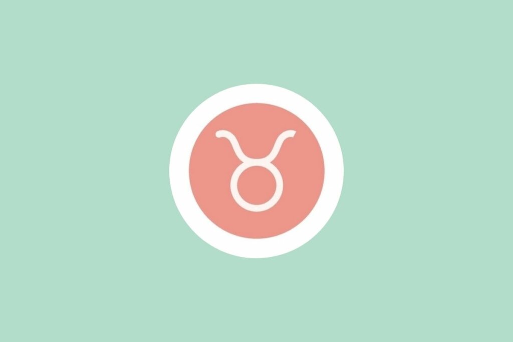 ilustração do símbolo do signo de touro em círculo rosa com borda branca em fundo verde