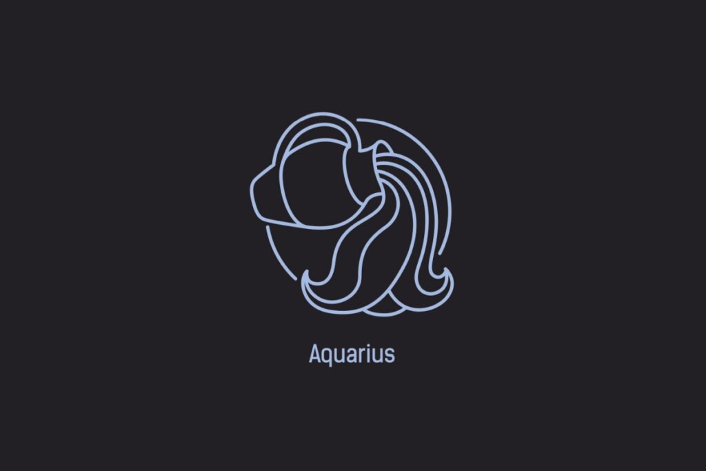 Ilustração do signo de Aquário contendo um jarro derramando ondas