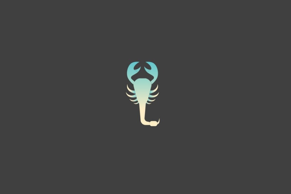 Ilustração do signo de escorpião em um fundo cinza