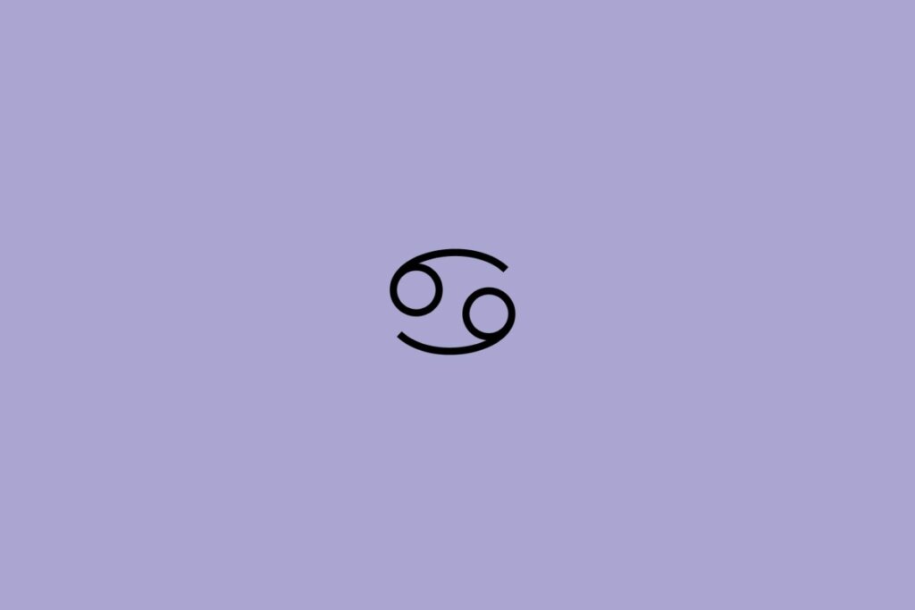 Ilustração do signo de câncer em um fundo roxo