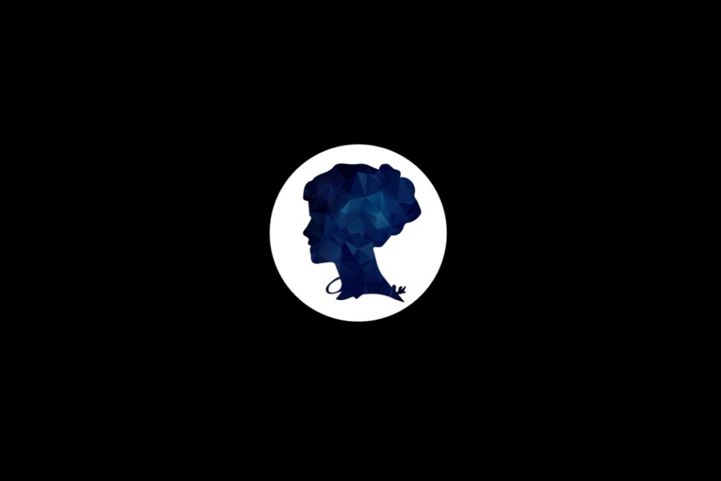 Ilustração do signo de virgem azul em um círculo branco