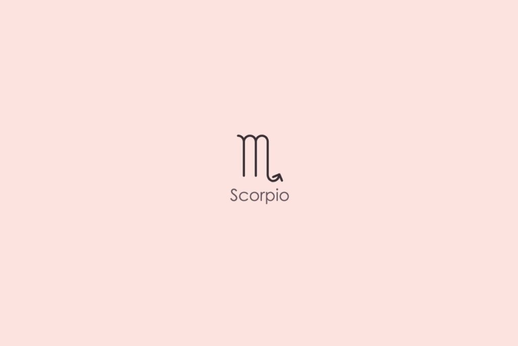 Ilustração do signo de escorpião em um fundo rosa