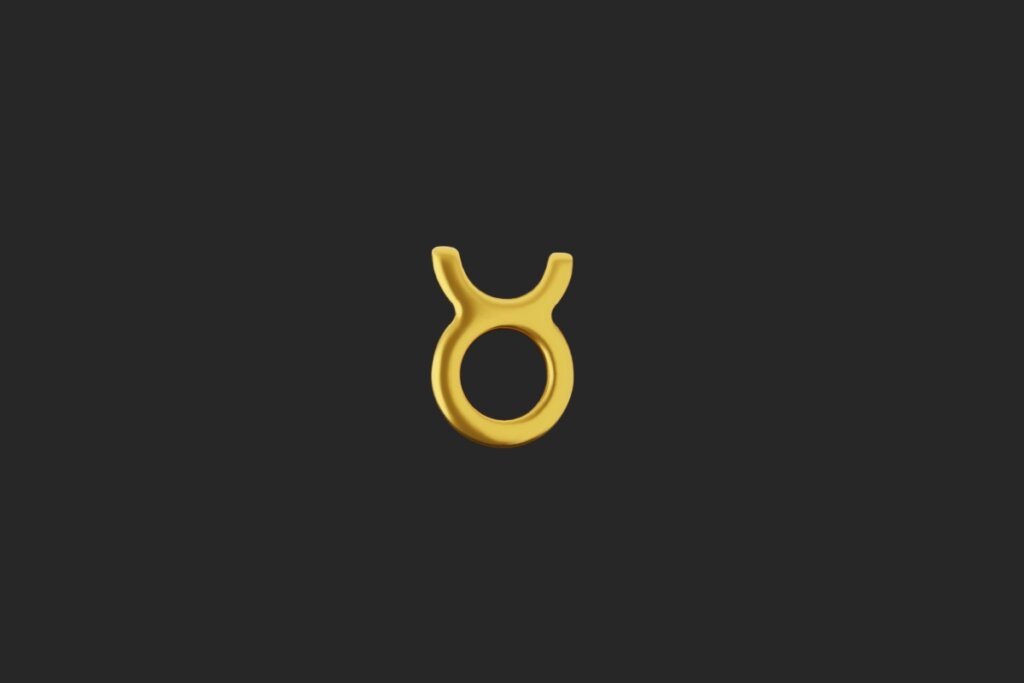ilustração do símbolo do signo de touro em dourado sobre fundo preto