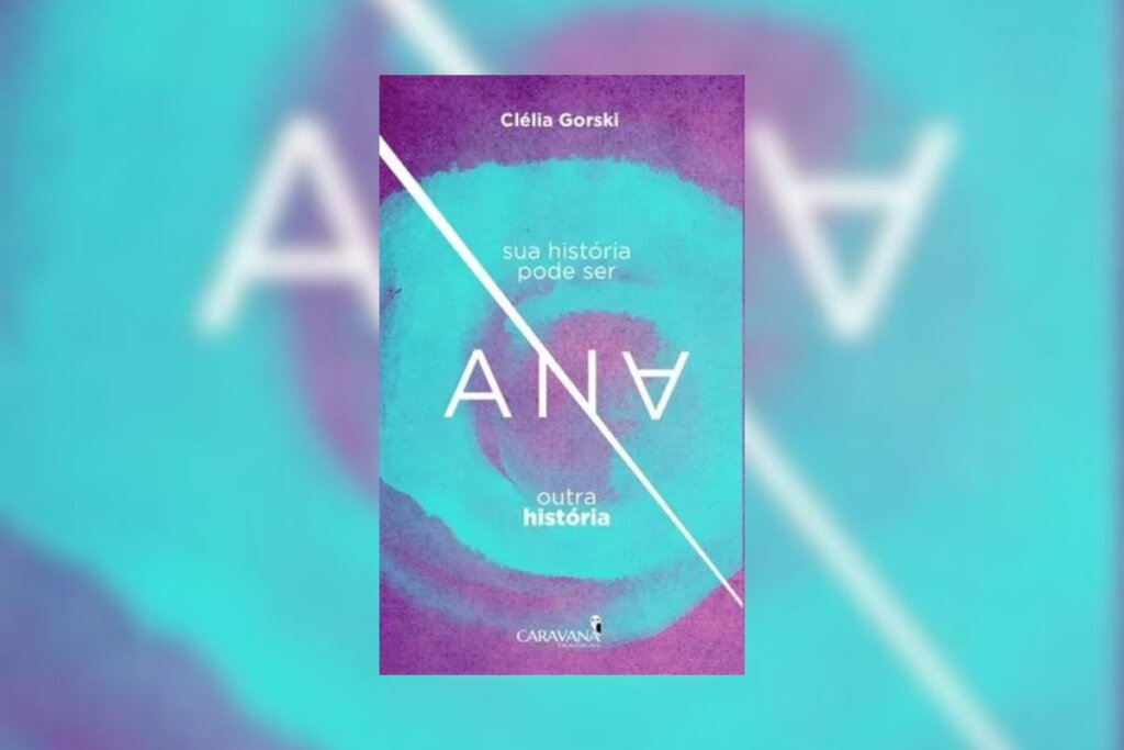 Capa do livro "ANA: sua história pode ser outra história", com um fundo roxo e azul 