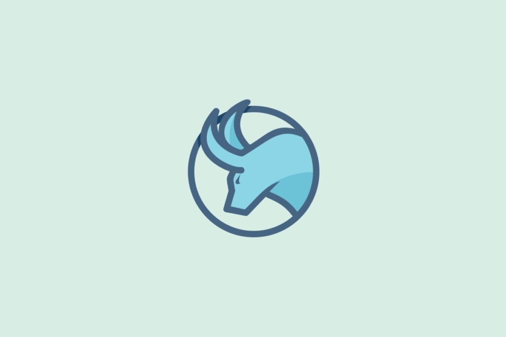 Ilustração do signo de Touro, representado por um touro azul com chifres curvados dentro de um círculo em um fundo azul-claro